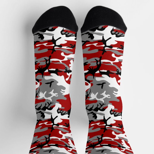 Calcetines Camuflaje rojo y gris, ejército (Arriba)