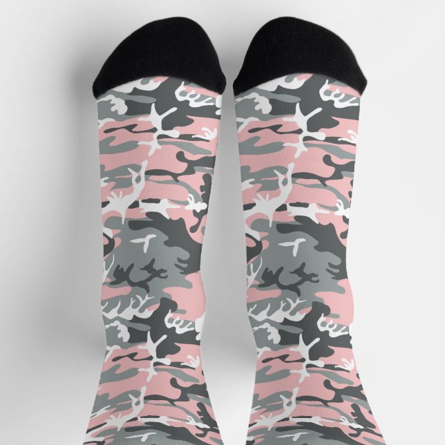 Calcetines Camuflaje rosa y gris, ejército, ejército (Arriba)