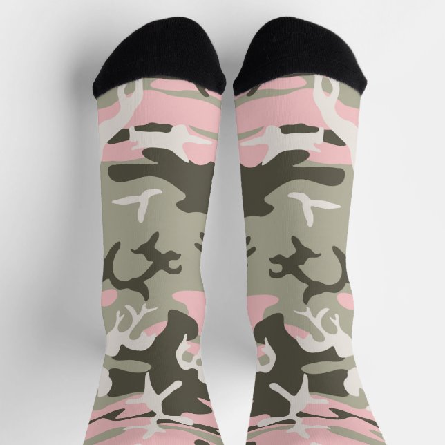 Calcetines Camuflaje rosa y verde, militar, militar (Arriba)