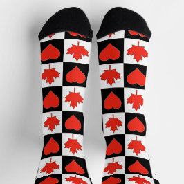 Calcetines Canadiense Flag Heart Pattern Fun Patriótico Canad