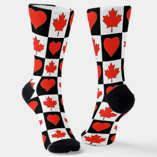 Calcetines Canadiense Flag Heart Pattern Fun Patriótico Canad