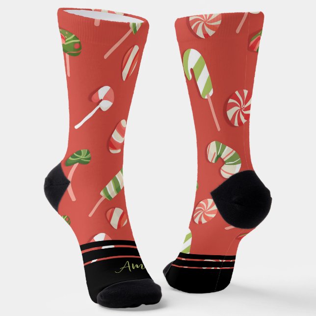 Calcetines Candy de Navidades rojos personalizable (Angular)