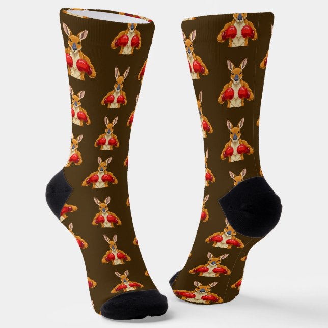 Calcetines Canguro animado con guantes de boxeo rojos (Angular)