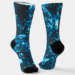 Calcetines Canicas de agua azules brillantes abstractas genia