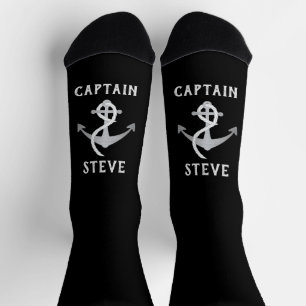 Calcetines Capitán Nautical Name Anchor Sailing Socks