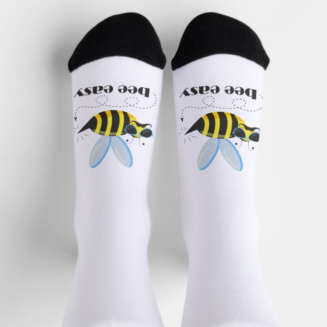 Calcetines Carácter de abeja con gafas de sol bigote Bee Fáci (Arriba)