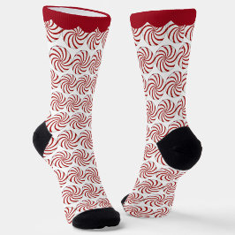 Calcetines Caramelo de Remolino de Menta Roja y Blanca