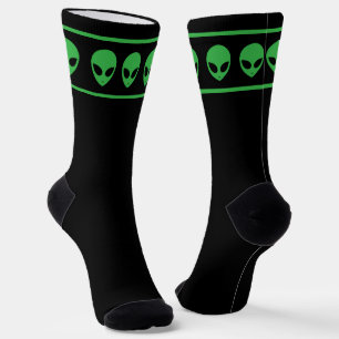 Calcetines Caras de alienígenas verdes y negras extraterrestr
