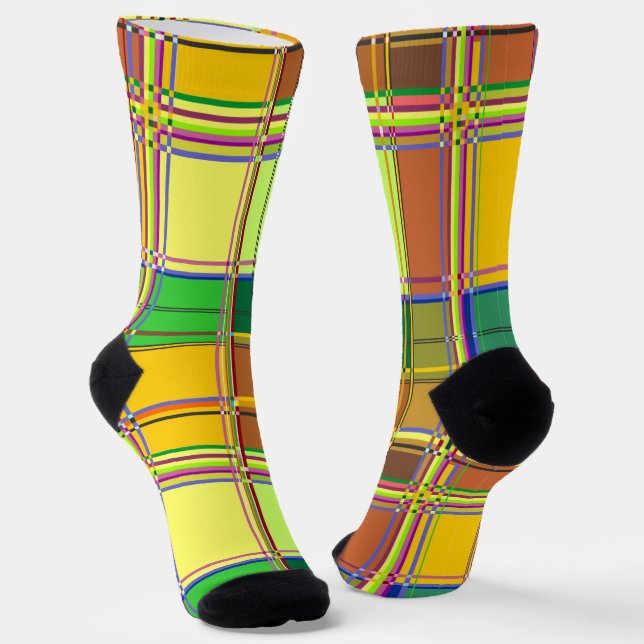 Calcetines Caribbean Colorful Fabric Madras Tartan (Angular)