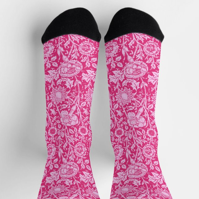 Calcetines Carnación modernista Damasco, rosa de Fuchsia (Arriba)