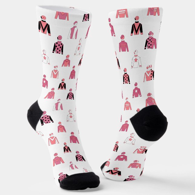 Calcetines Carreras de caballo rosa jockey seda (Angular)