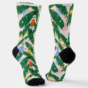 Calcetines Cascanueces divertido de ballet navideño en rosa c