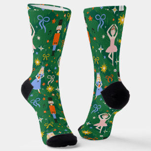 Calcetines Cascanueces divertido navideño ballet verde