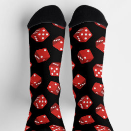 Calcetines Casino Craps Red Dice en Patrón Negro