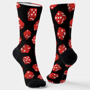 Calcetines Casino Craps Red Dice en Patrón Negro