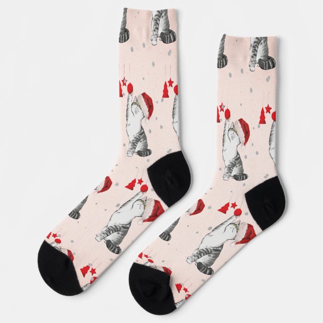 Calcetines Cat Lover Santa Hat navidades (Izquierda)