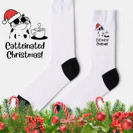 Calcetines Catteinated Christmas Coffee and Cat Lover Holiday