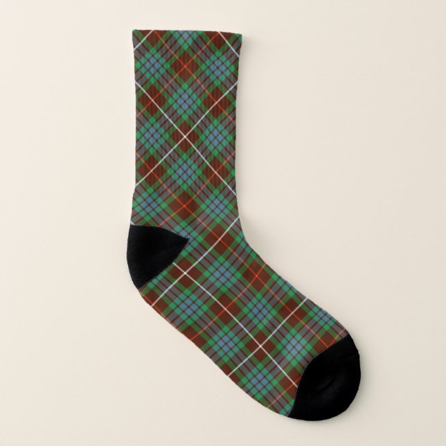 Calcetines Caza de Fraser de Clan Tartán Brown y Green Plaid (Parte interior izquierda)
