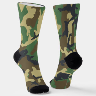 Calcetines Caza impresa de camuflaje verde del ejército