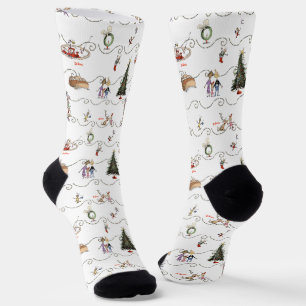 Calcetines Celebración de guirnaldas de Navidad en Whoville