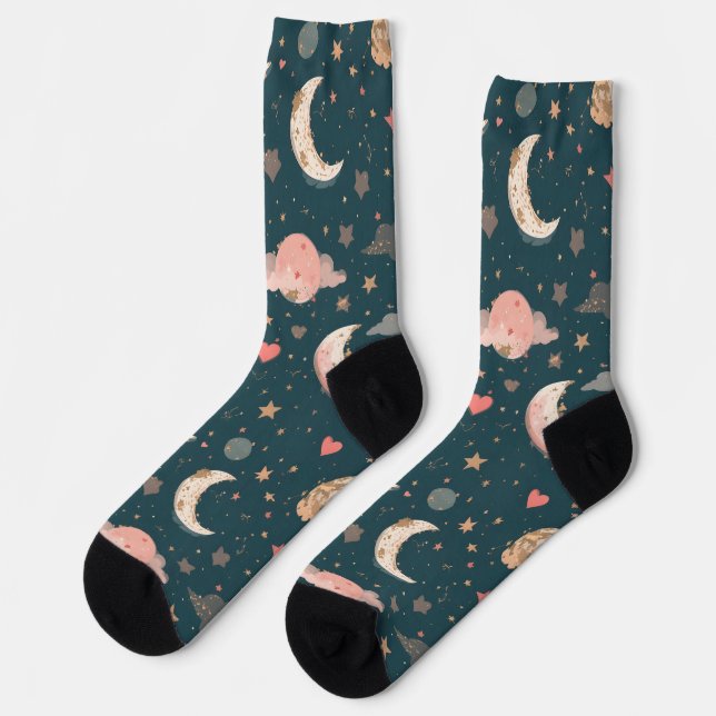 Calcetines Celestial Romance Dreamy Moon & Stars Valentine Se (Izquierda)