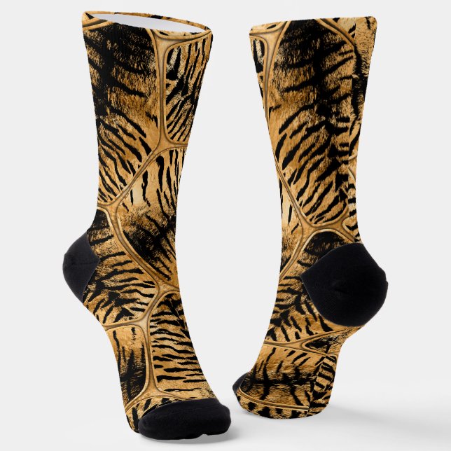 Calcetines Células Faux Fur del Tigre de oro (Angular)