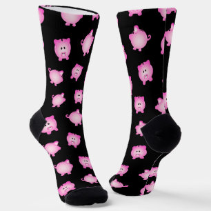 Calcetines Cerdo Personalizado Rosado Piggybank Dinero Caja