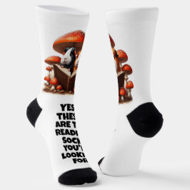 Calcetines Cerdos de Guinea divertidos leyendo bajo hongos ro