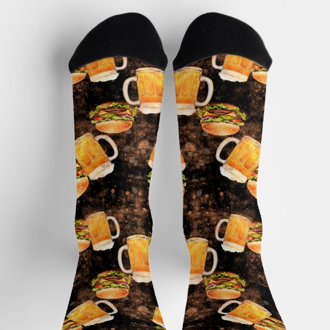 Calcetines Cerveza hamburguesa en salpicado oscuro (Arriba)