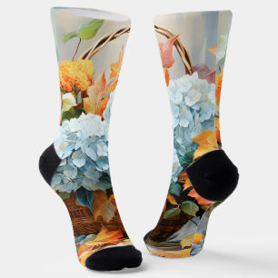 Calcetines Cesta Floral de Otoño con Acuarela Rústica