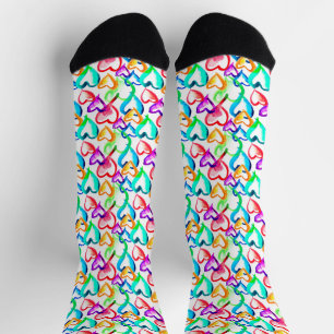 Calcetines Chanclas con estampado de corazones en acuarela co