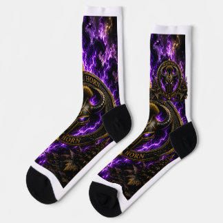 Calcetines Chaussettes Black Horn – Casque Viking avec Flamme
