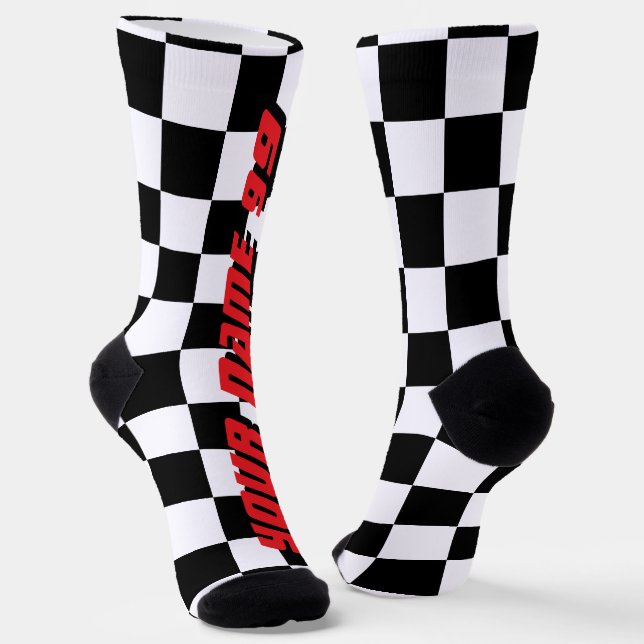 Calcetines Checkered flag car racing sport personalized (Angular)