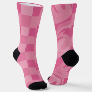 Calcetines Cheques y Swirls - Rosa