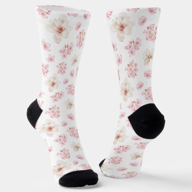 CALCETINES CHERRY BLOSSOM SAKURA PATRÓN DE NOMBRE SOCKS (Angular)