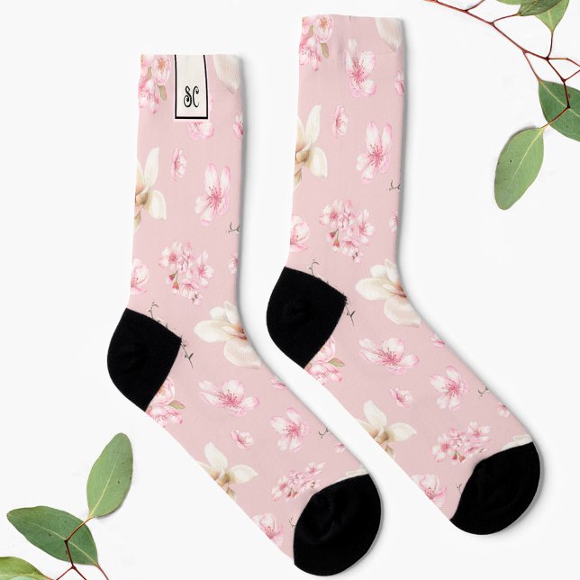 CALCETINES CHERRY BLOSSOM SAKURA PATRÓN MONOGRAM SOCKS (CHERRY BLOSSOM SAKURA PATTERN MONOGRAM SOCKS)