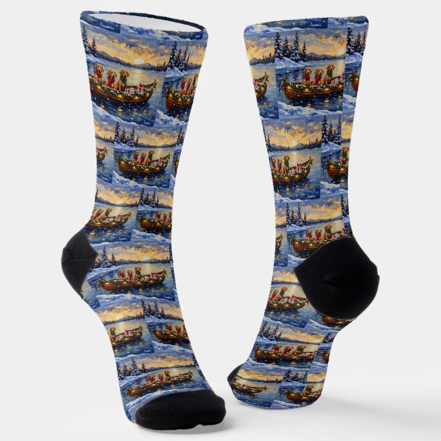Calcetines Chesapeake Bay Retriever Christmas Boat Holiday (Angular)