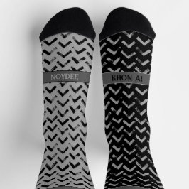 Calcetines Chevron Black and Grey Name on Mismatch