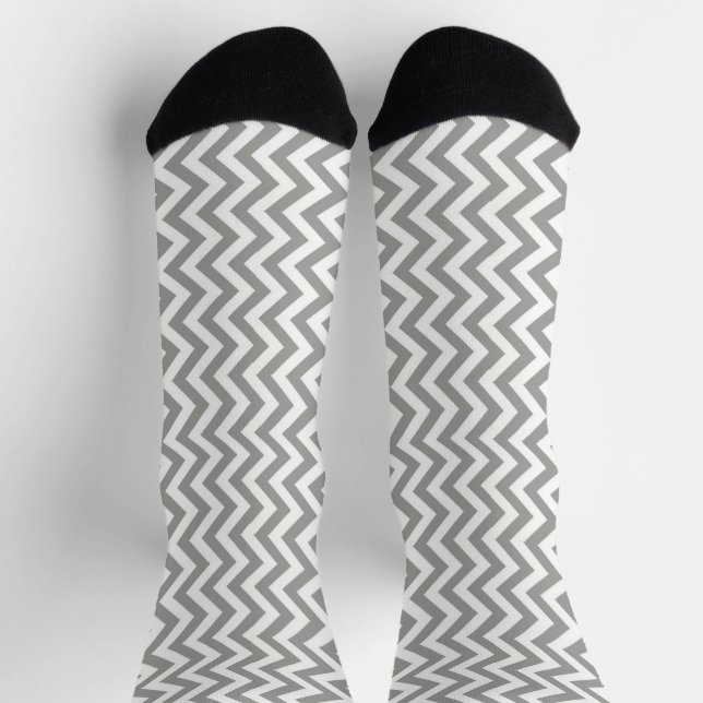 Calcetines Chevron blanco gris (Arriba)