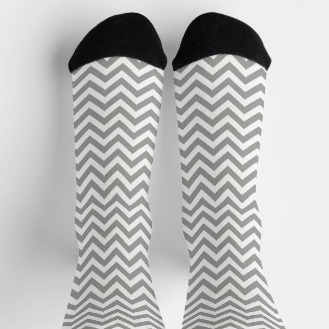 Calcetines Chevron blanco gris (Arriba)