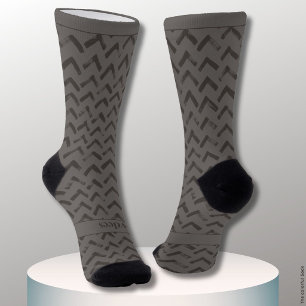 Calcetines Chevron Gris Claro y Nombre en Gris Oscuro