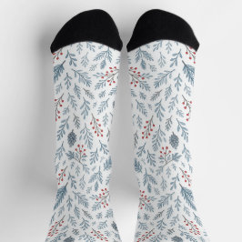 Calcetines Chic Botanical Holly Berry Floral Pattern