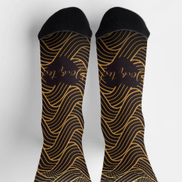 Calcetines Chic Gold Linework Pattern Socks – Add Your Text