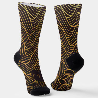 Calcetines Chic Gold Linework Pattern Socks – Add Your Text