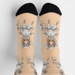Calcetines Chica elegante paseando con gato lindo