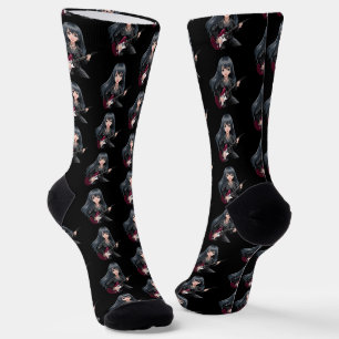 Calcetines Chica emo con cabello negro largo