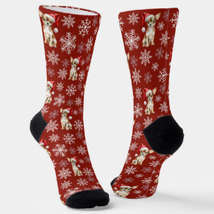 Calcetines Chihuahua Chi Dog en Santa Hat Red