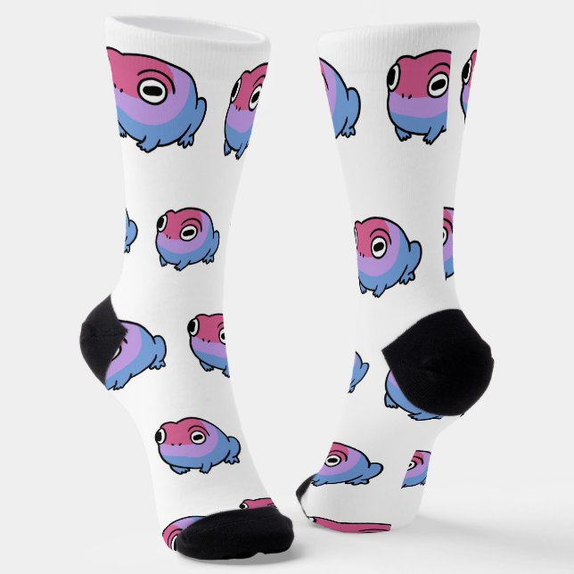 Calcetines Chonky Bisexual Frog Queer Socks | Cute Bi Pride  (Angular)