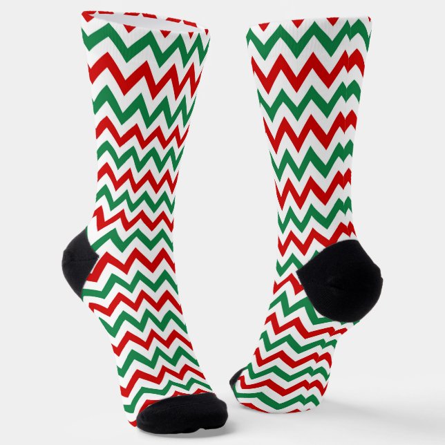 Calcetines Christmas Green and Red Chevron Print Socks (Angular)