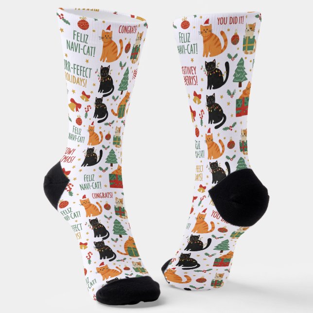 Calcetines Christmas Holiday Cat Socks For Cat Lovers (Angular)